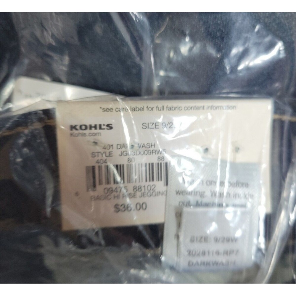 NWT SO High Rise Jeans Jeggings size 9 29W - Dark Wash RV 36.00 Sealed Kohl's - Picture 7 of 7